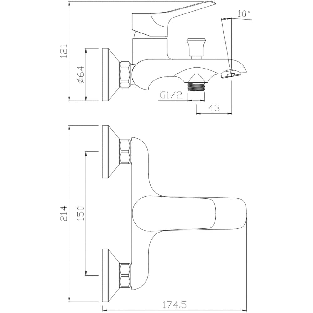 Baterie cada-dus SANOBI Lotus SL-02, alama, argintiu