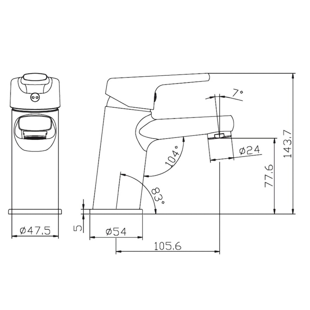 Baterie lavoar SANOBI Urban SU-04, alama, argintiu