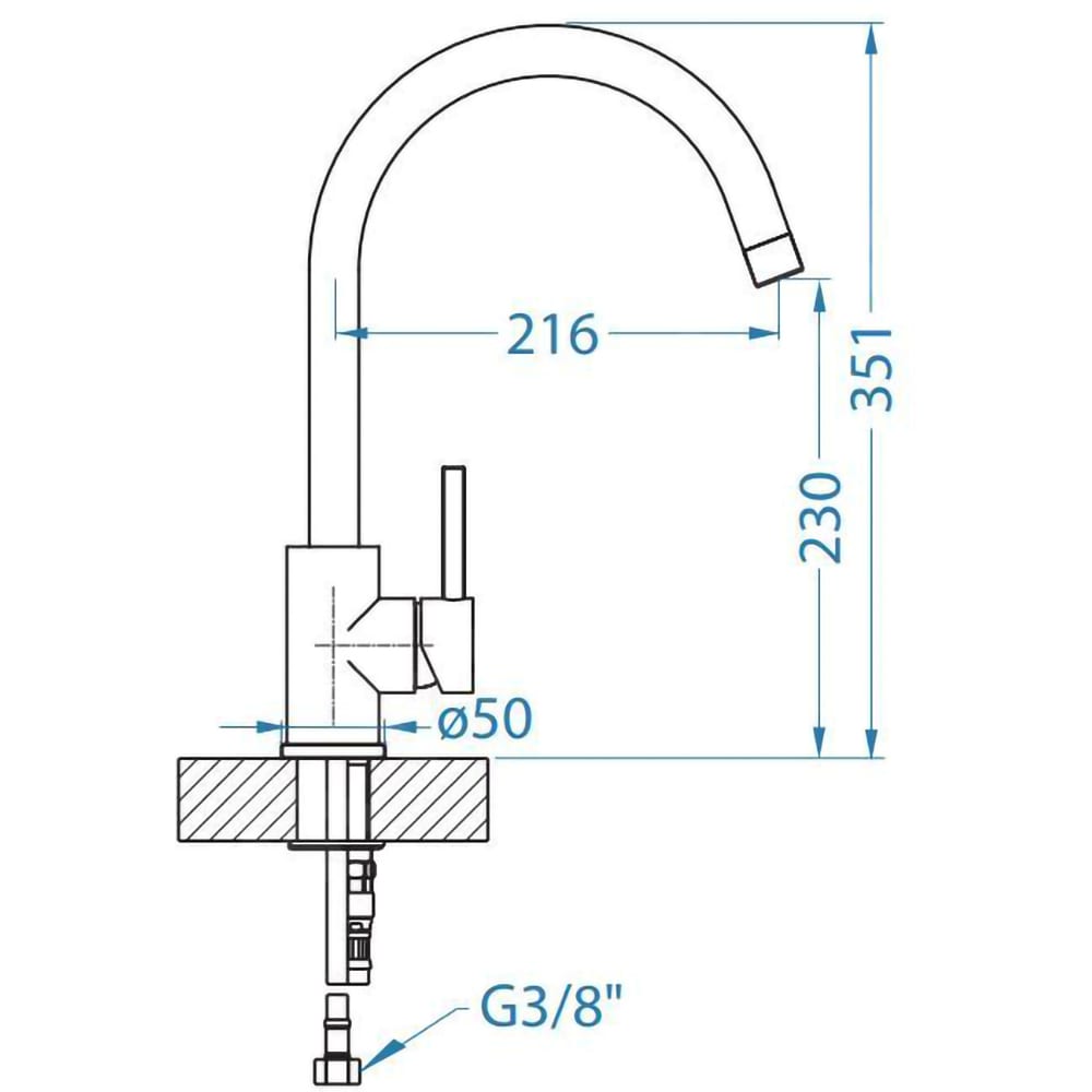 Baterie bucatarie ALVEUS Elza, alama, inox periat