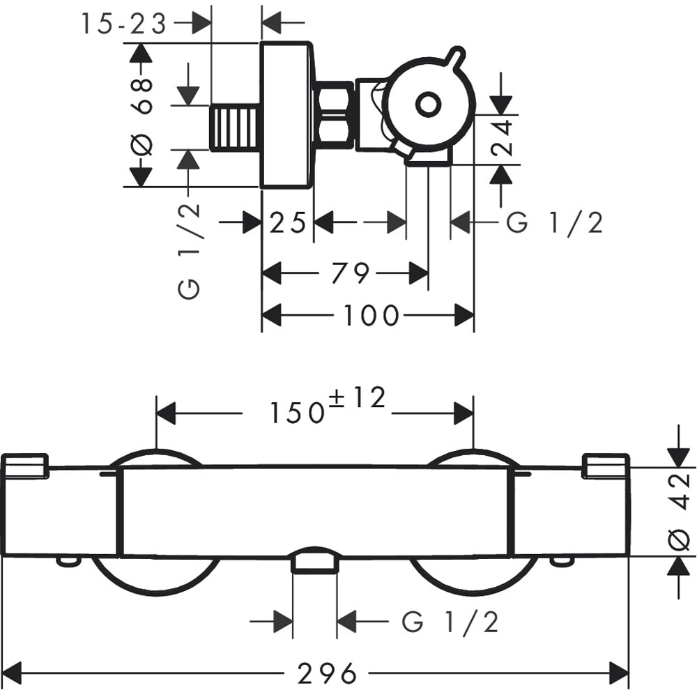 Baterie dus HANSGROHE Ecostat 1001 CL 13211000, alama sanitara, crom