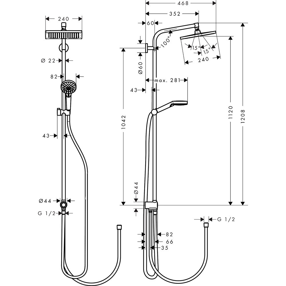 Sistem dus HANSGROHE Crometta E 240 27289000, 1 functie, crom