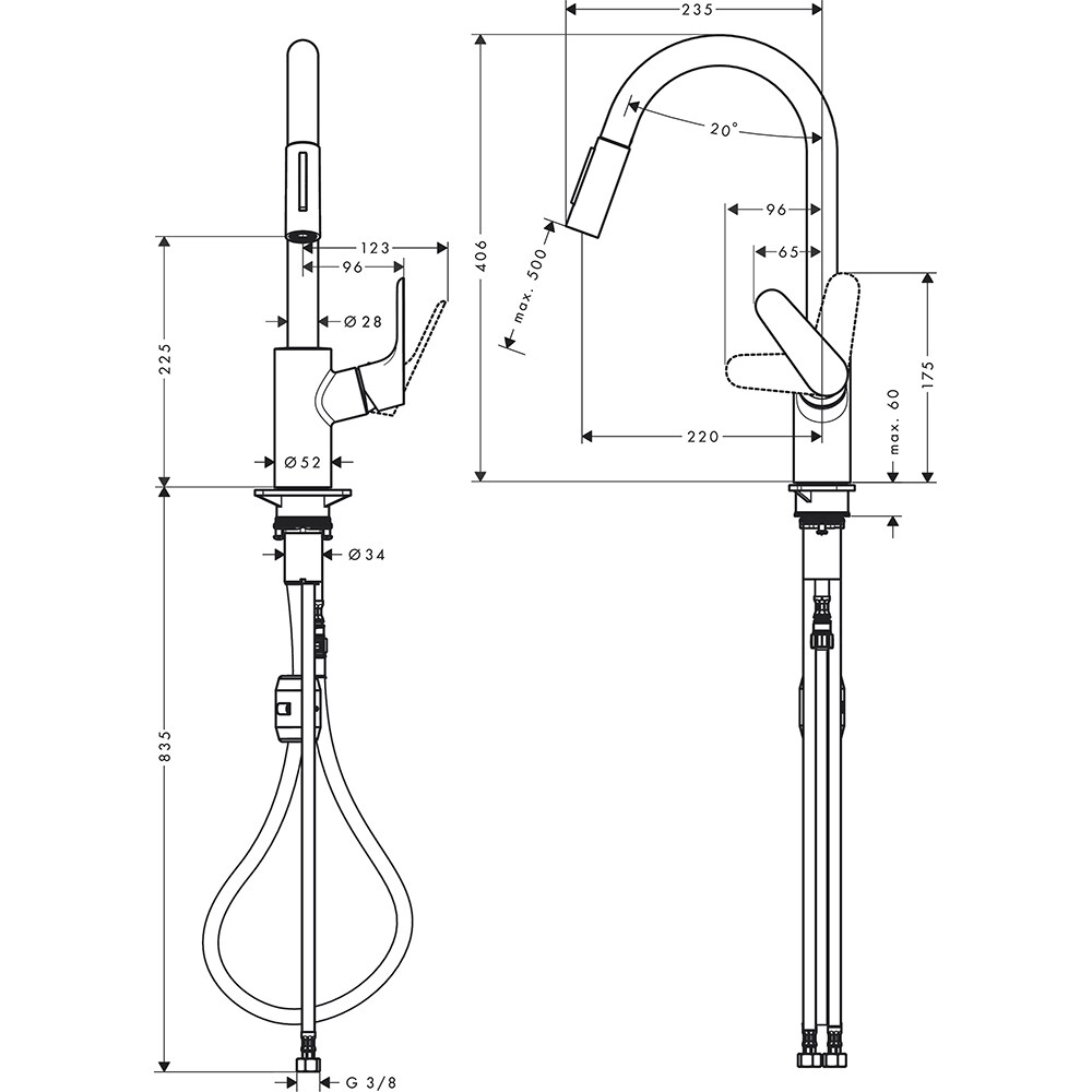Baterie bucatarie HANSGROHE Focus M41 31815000, alama, crom