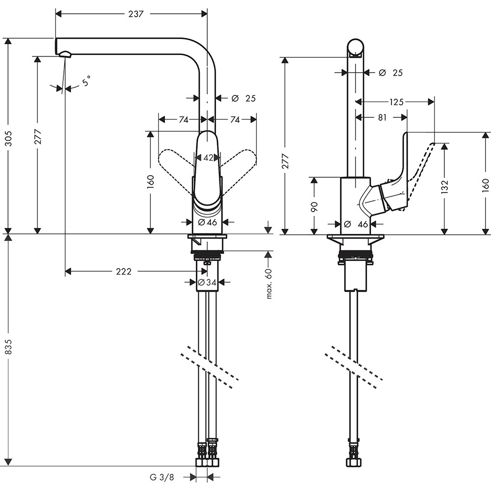 Baterie bucatarie HANSGROHE Focus M41 31817000, alama, crom
