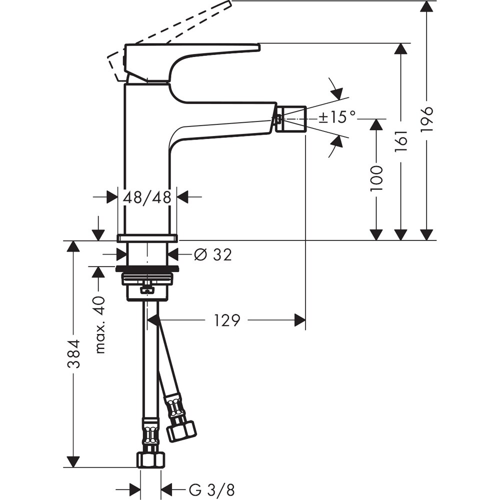 Baterie bideu HANSGROHE Metropol 32520000, alama sanitara, crom
