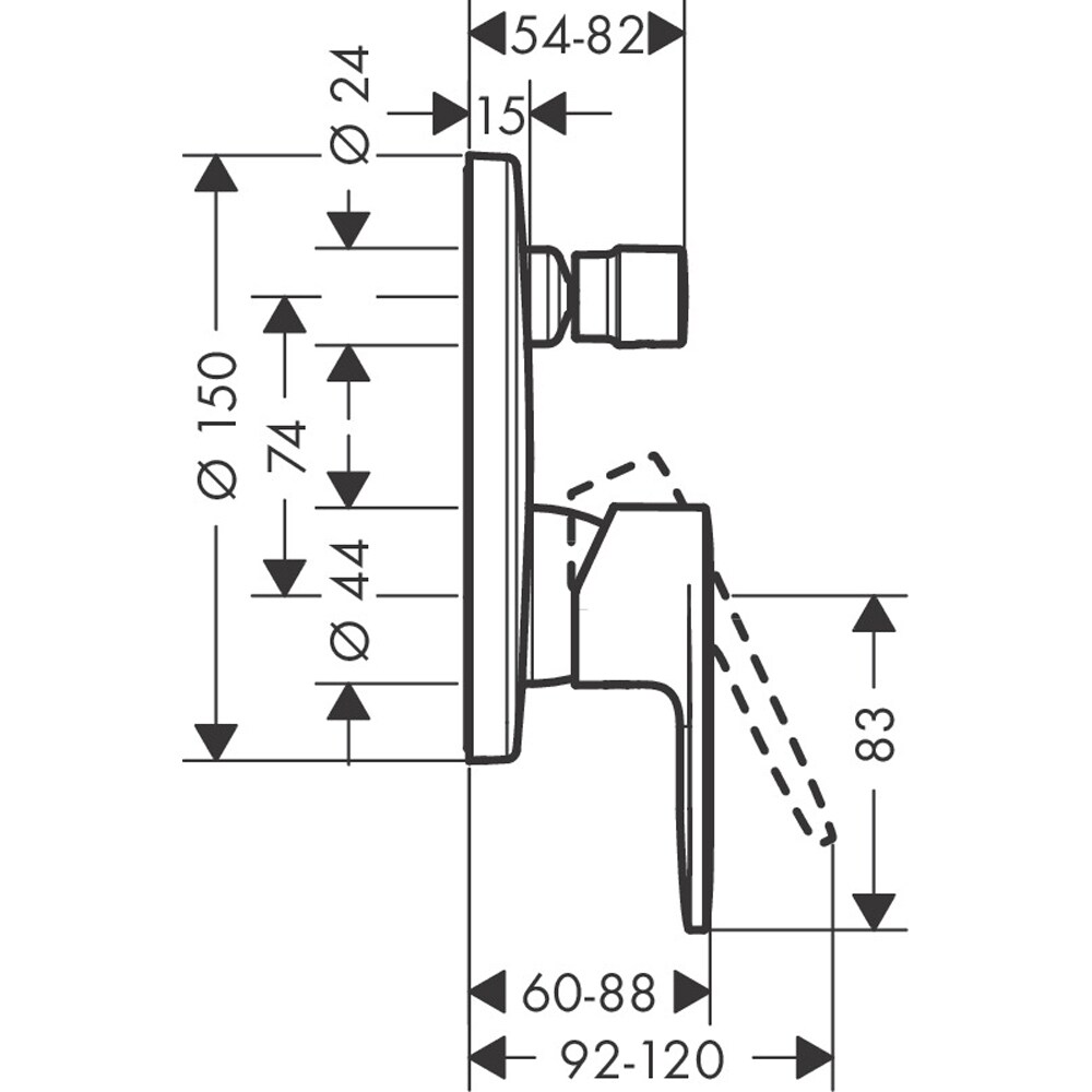 Baterie dus HANSGROHE Vernis Blend 71466000, alama sanitara, crom