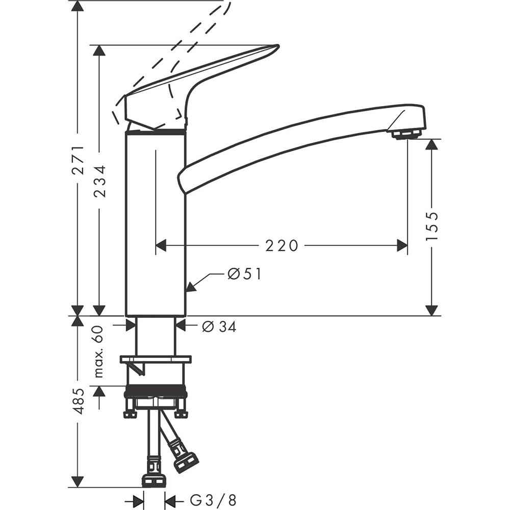 Baterie bucatarie HANSGROHE Logis 160 71832000, alama, crom