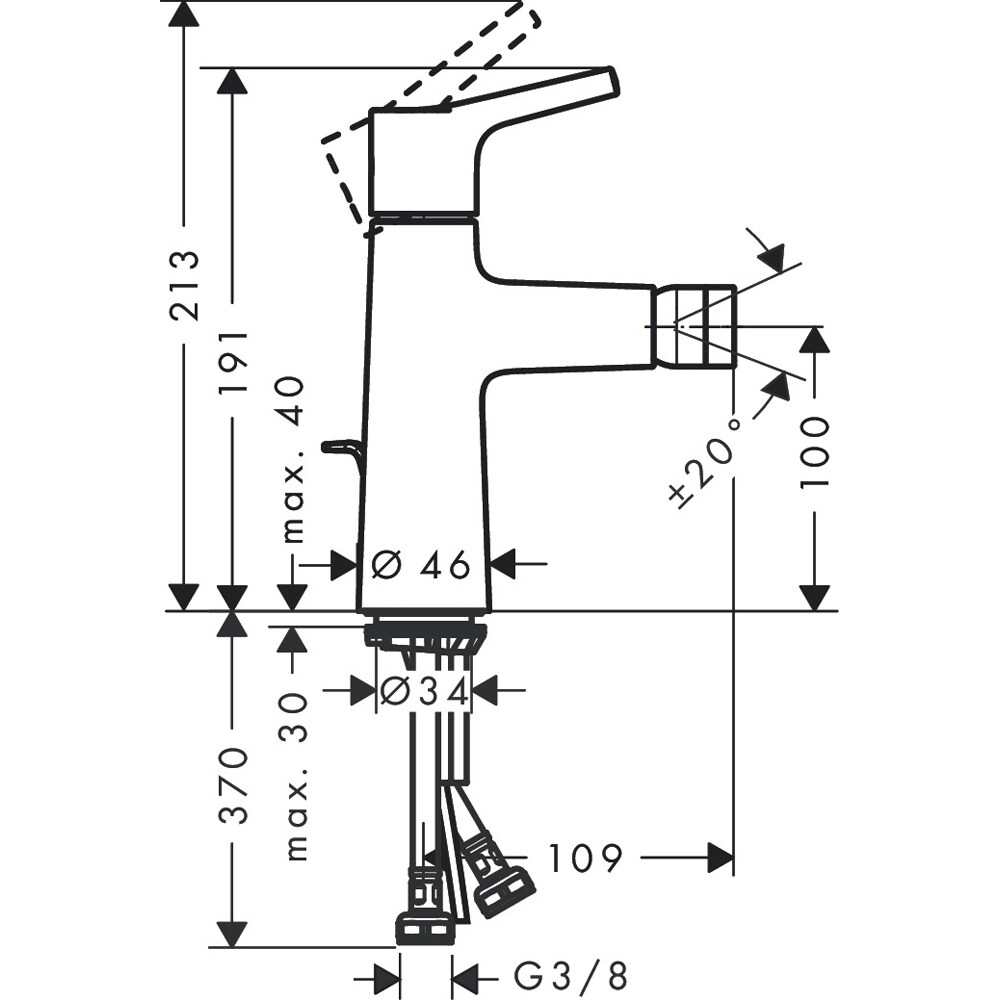 Baterie bideu HANSGROHE Talis 72200000, marimea S, alama sanitara, crom