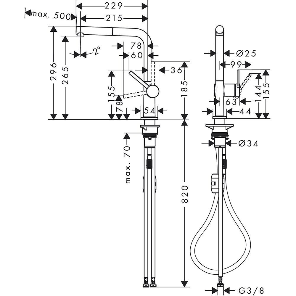 Baterie bucatarie HANSGROHE Talis M54 72808670, alama, negru
