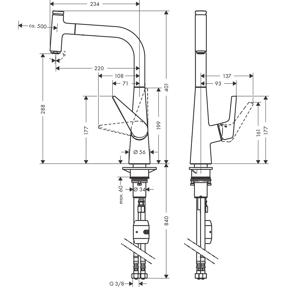 Baterie bucatarie HANSGROHE Talis Select M51 72821000, alama, crom