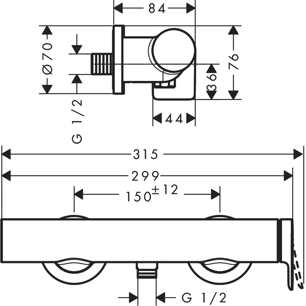Baterie dus HANSGROHE Vivenis 75620670, alama sanitara, negru
