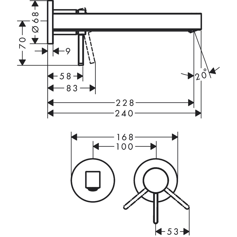 Baterie lavoar HANSGROHE Finoris 76050000, alama sanitara, crom
