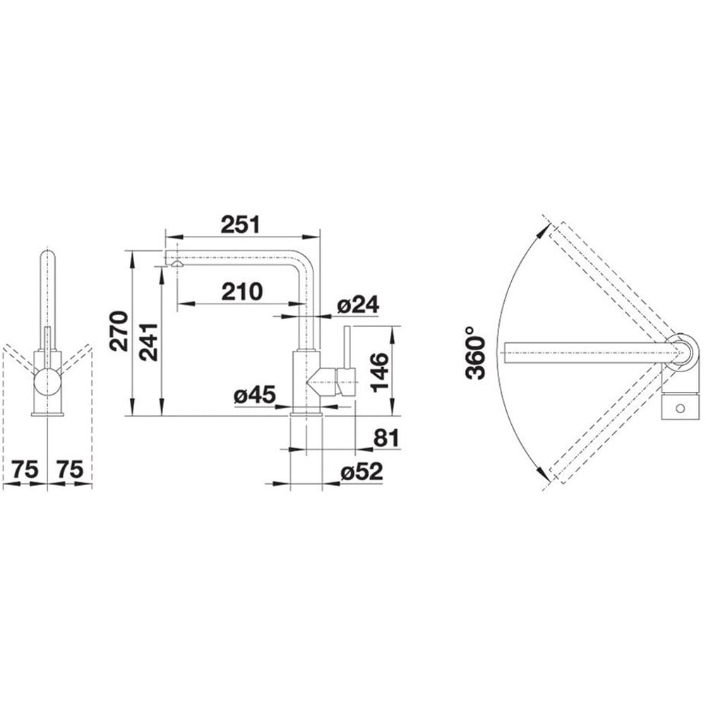 Baterie bucatarie BLANCO Mila L, inox, argintiu