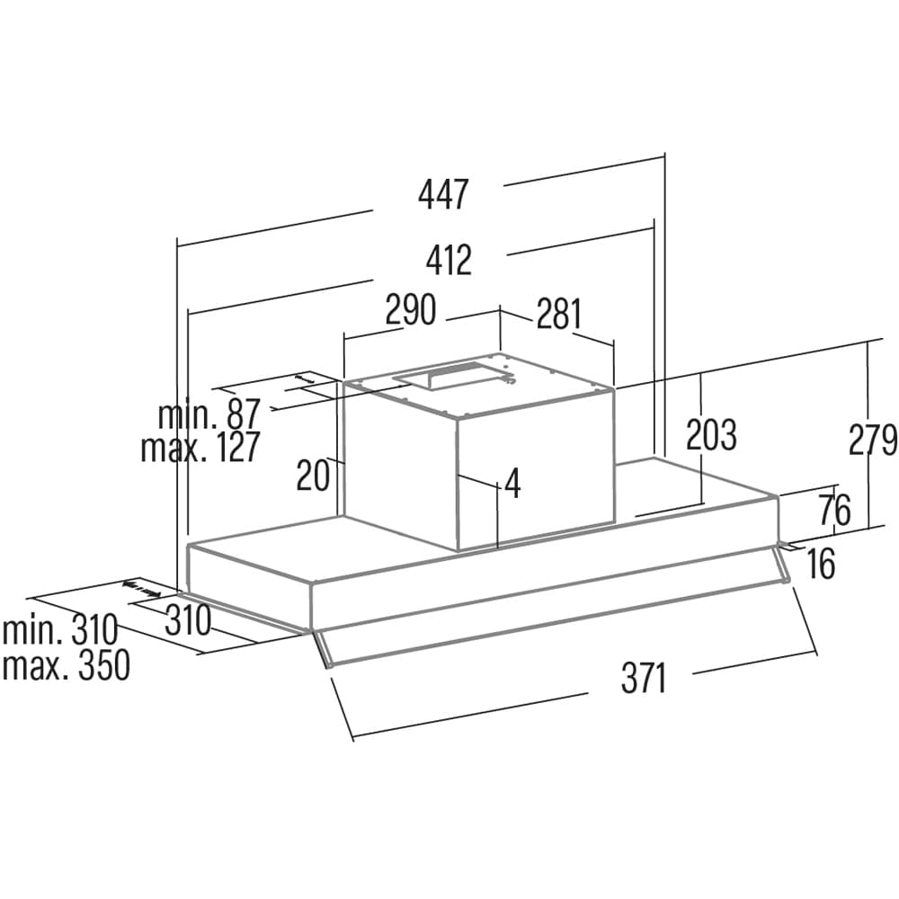 Hota incorporabila CATA Armonia 60 X, 1 motor, 645 m3/h, L 60 cm, inox