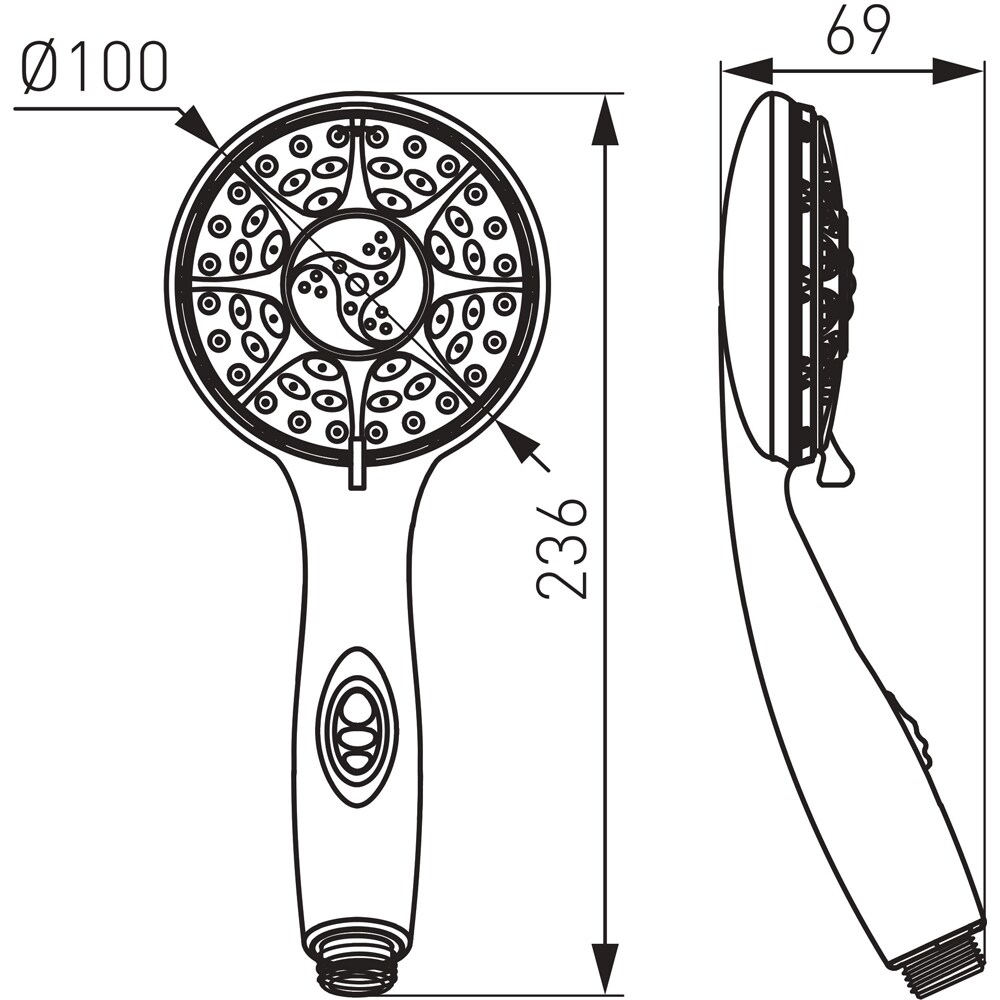 Para dus FERRO Lido S13, 5 functii, crom
