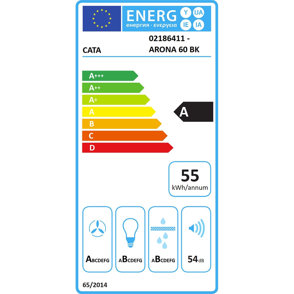 Hota incorporabila CATA Arona 60 BK, 1 motor, 766 m3/h, L 60 cm, negru