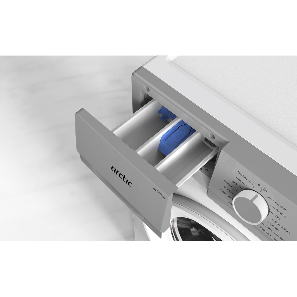 Masina de spalat rufe frontala slim ARCTIC ARSMA630WSPRO, 6 kg, 1000rpm, Clasa D, alb