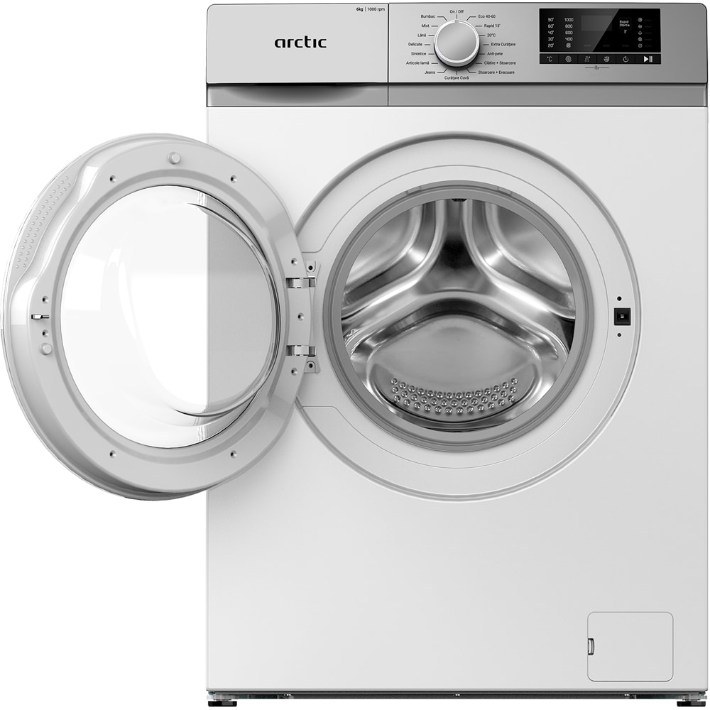 Masina de spalat rufe frontala slim ARCTIC ARSMA630WSPRO, 6 kg, 1000rpm, Clasa D, alb