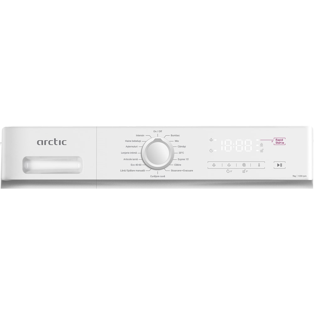 Masina de spalat rufe frontala slim ARCTIC ARSMA762WRO, 7 kg, 1200rpm, Clasa A, alb