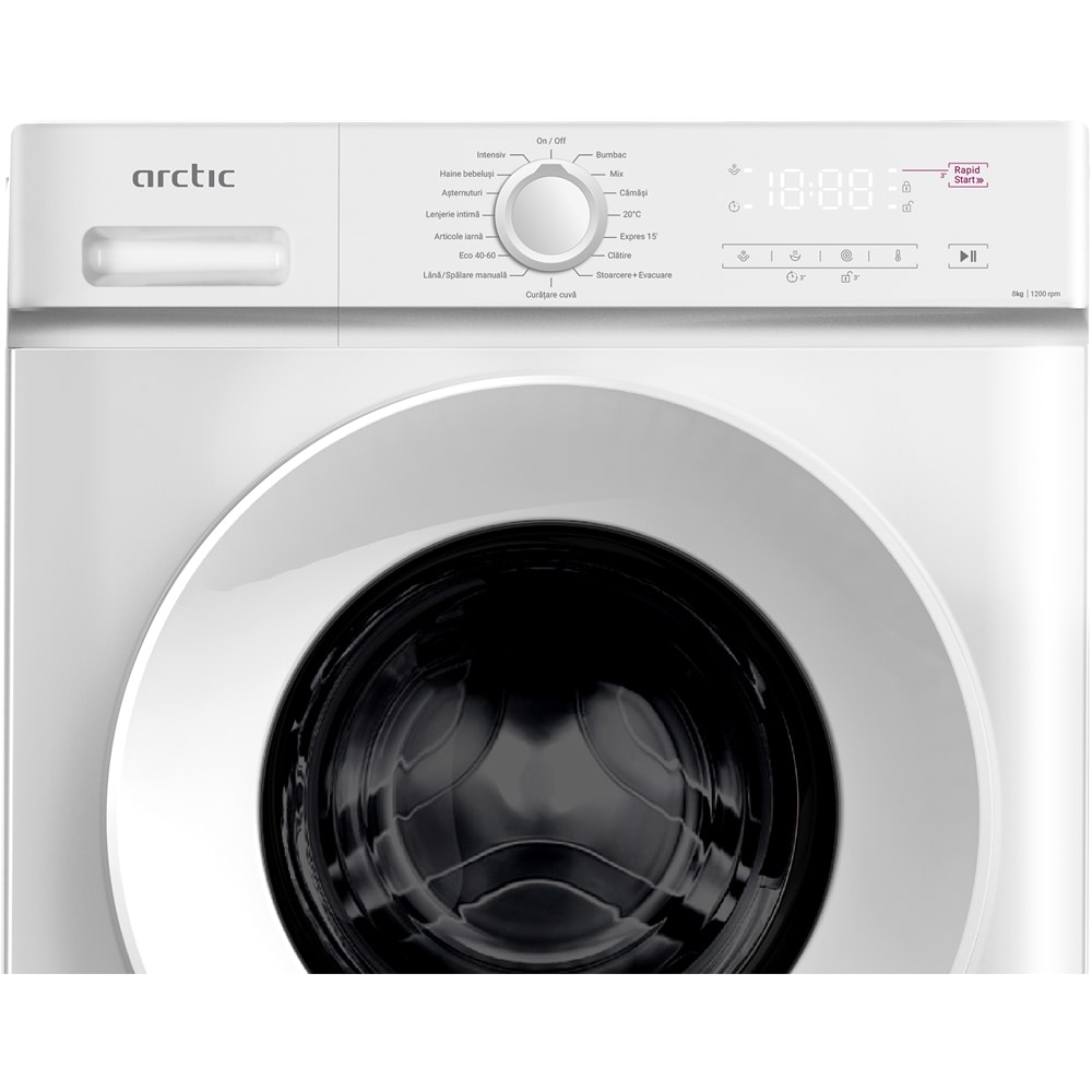 Masina de spalat rufe frontala ARCTIC ARSMA862WRO, SteamCure, 8 kg, 1200rpm, Clasa A, alb