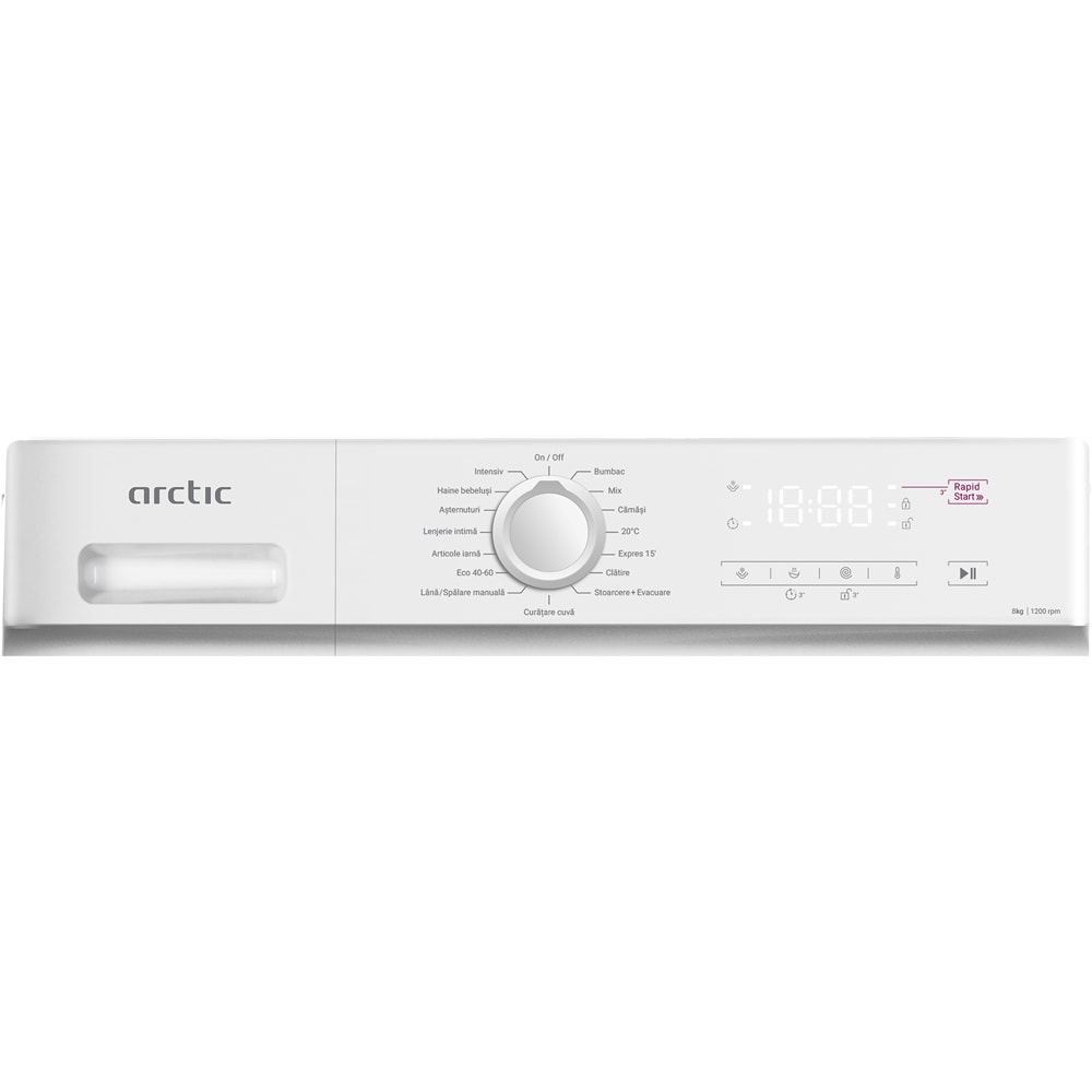 Masina de spalat rufe frontala ARCTIC ARSMA862WRO, SteamCure, 8 kg, 1200rpm, Clasa A, alb