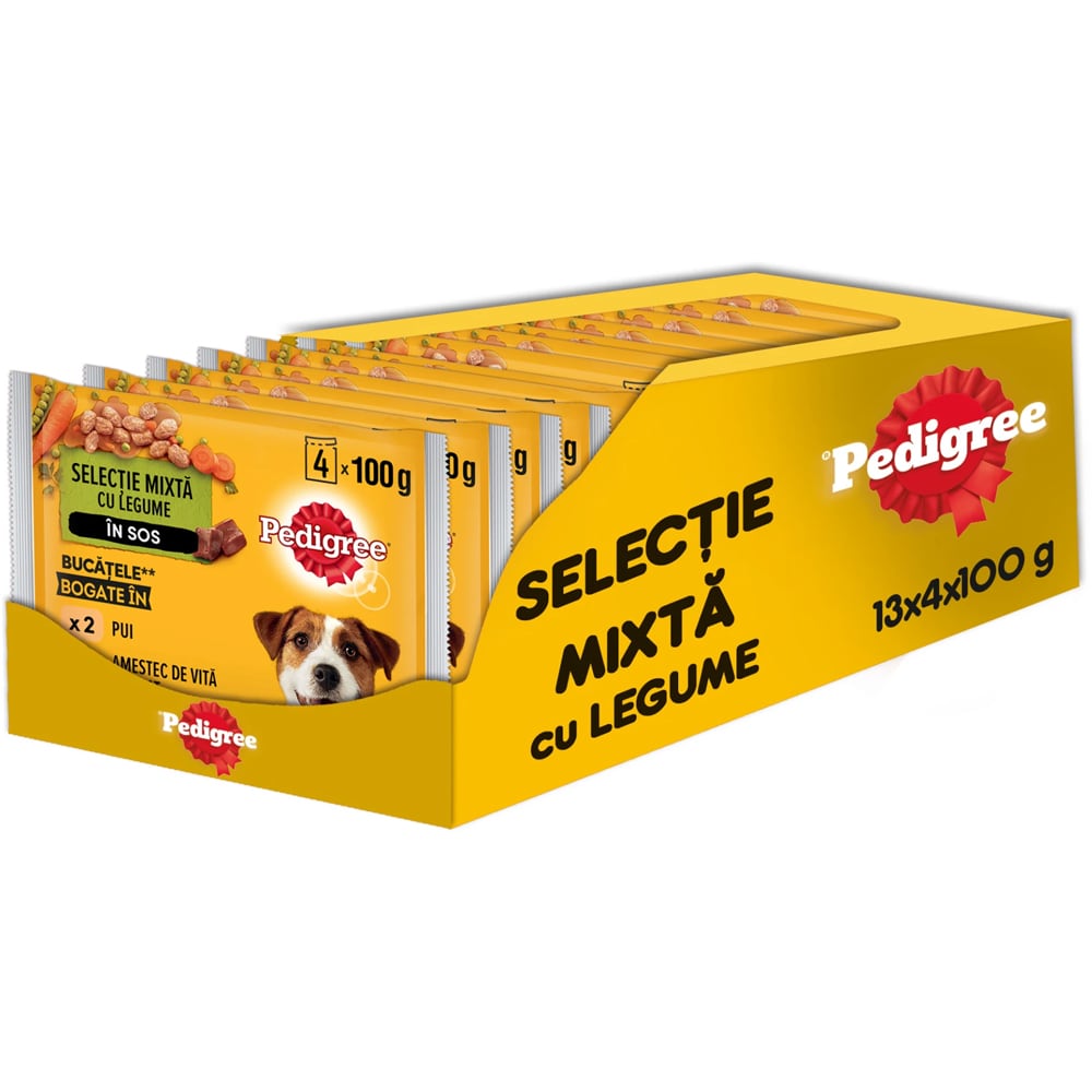 Hrana umeda pentru caini PEDIGREE, Adult, Mix in sos, 13 x 4 x 100 g