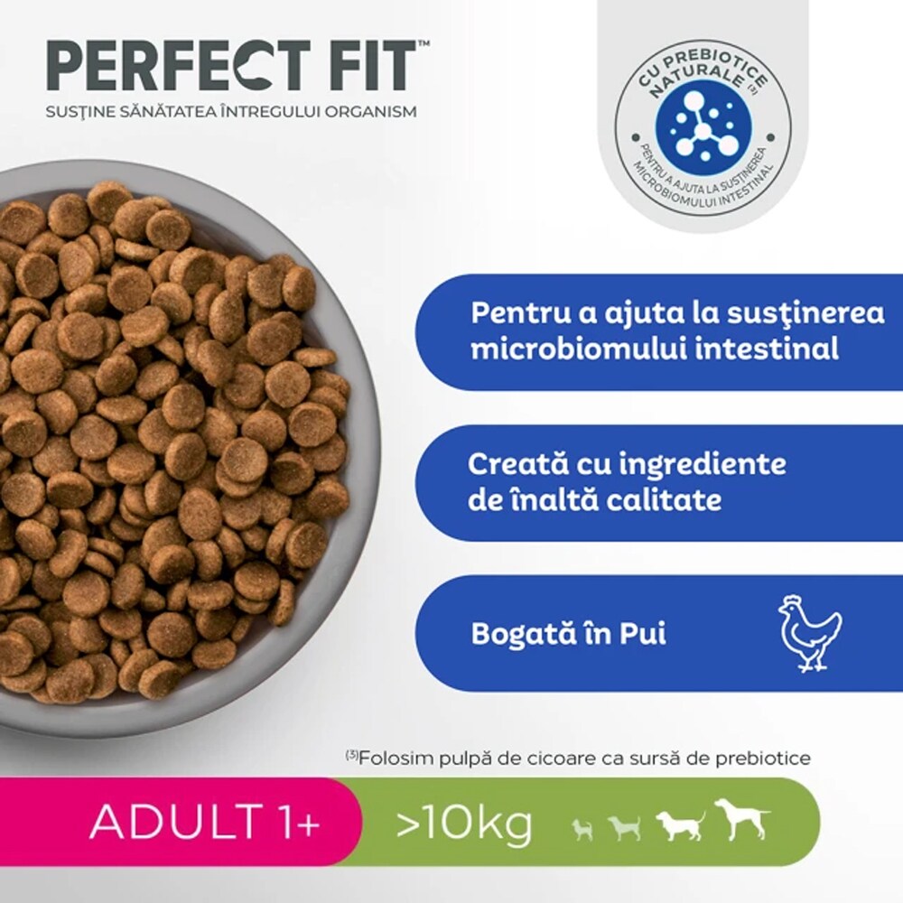 Hrana uscata pentru caini PERFECT FIT, Adult, Pui, 1.4 kg