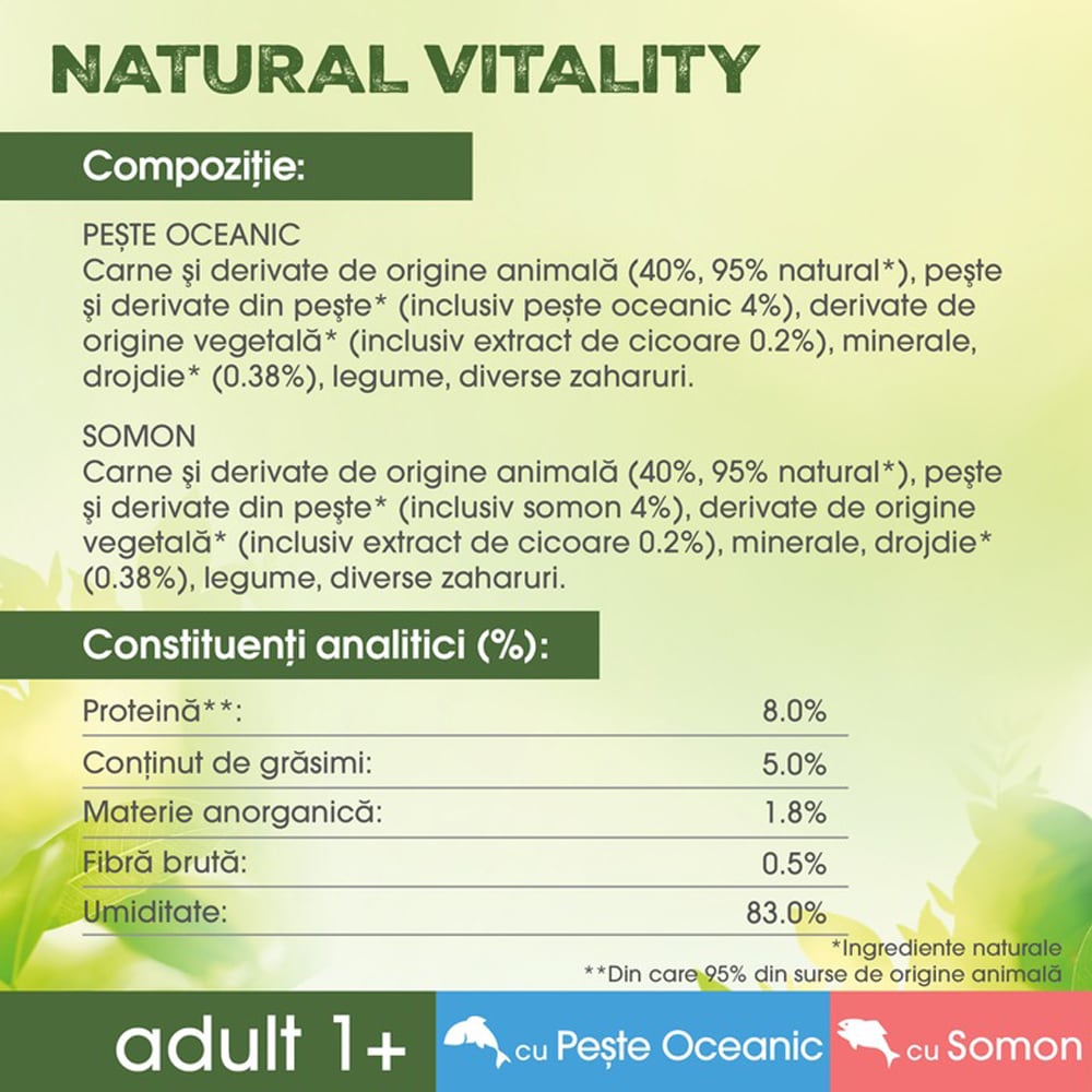 Hrana umeda pentru pisici PERFECT FIT Natural Vitality, Adult, Somon si peste, 6 x 50 g