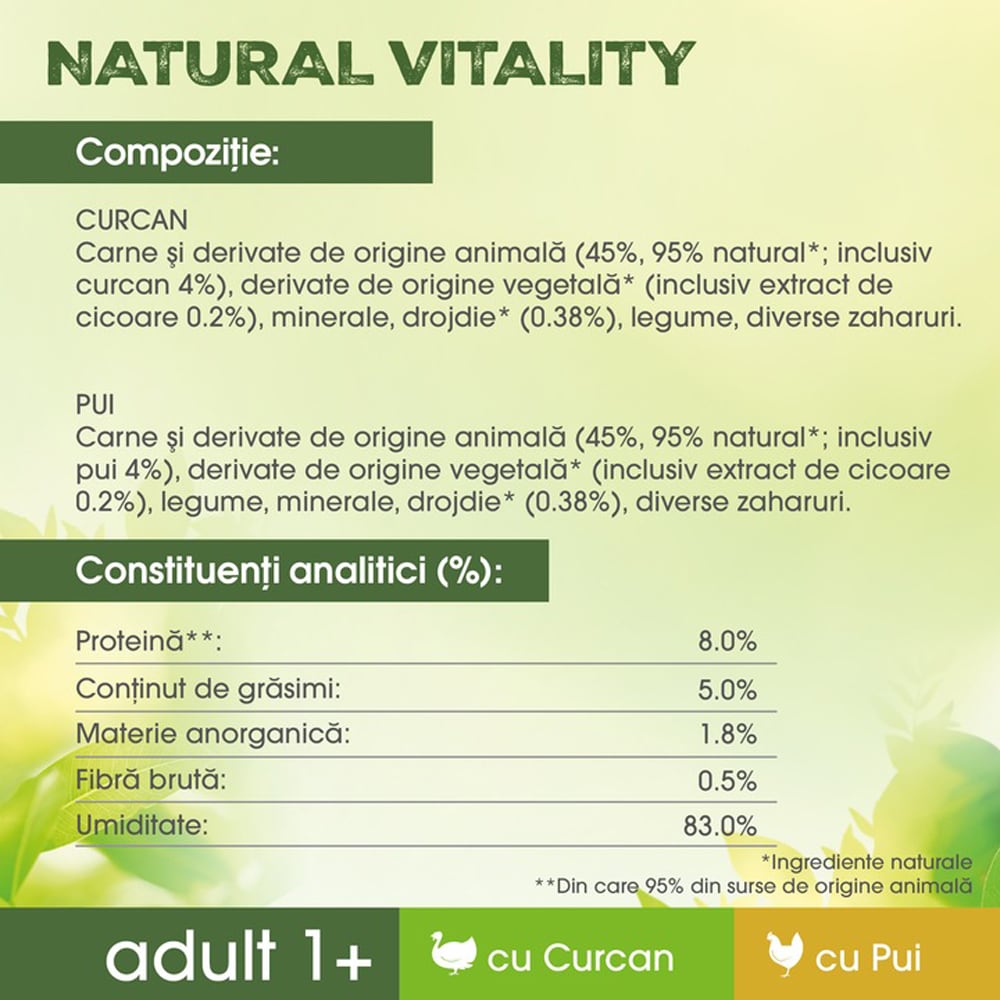 Hrana umeda pentru pisici PERFECT FIT Natural Vitality, Adult, Pui si curcan, 6 x 50 g