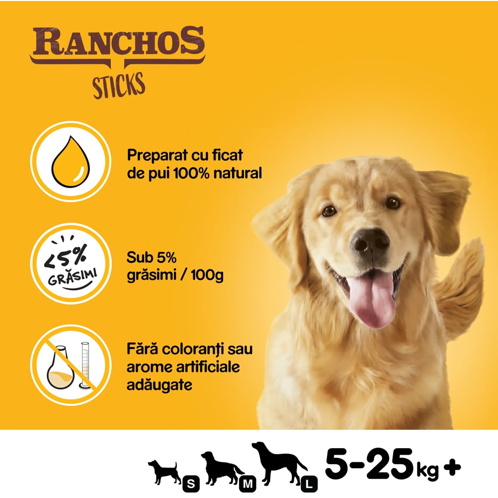 Recompense pentru caini PEDIGREE Ranchos Sticks, Pui, 10 x 60 g