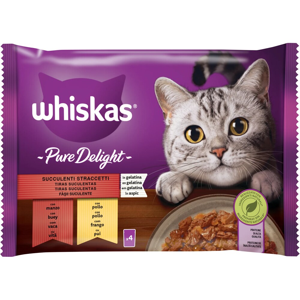 Hrana umeda pentru pisici WHISKAS, Adult, Mix in aspic, 13 x 4 x 85 g