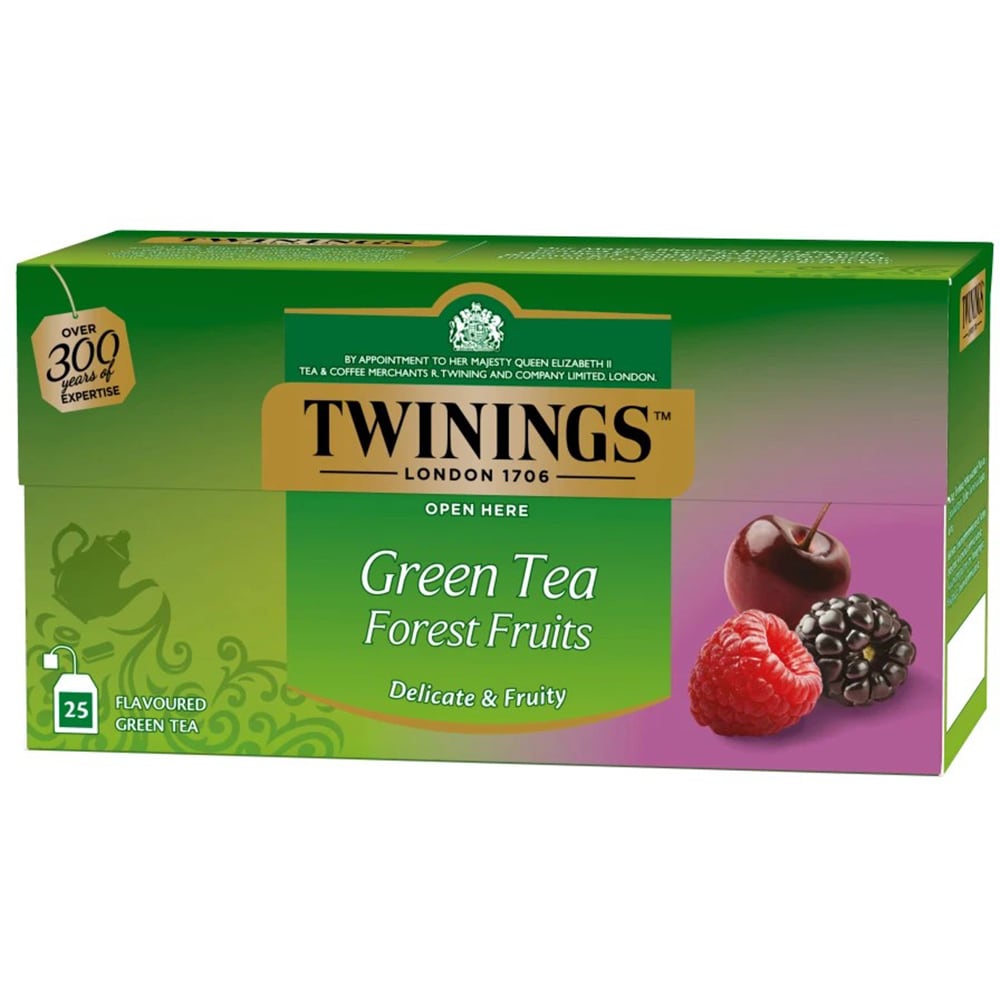 Ceai verde TWININGS Fructe de padure, 25 plicuri, 50g