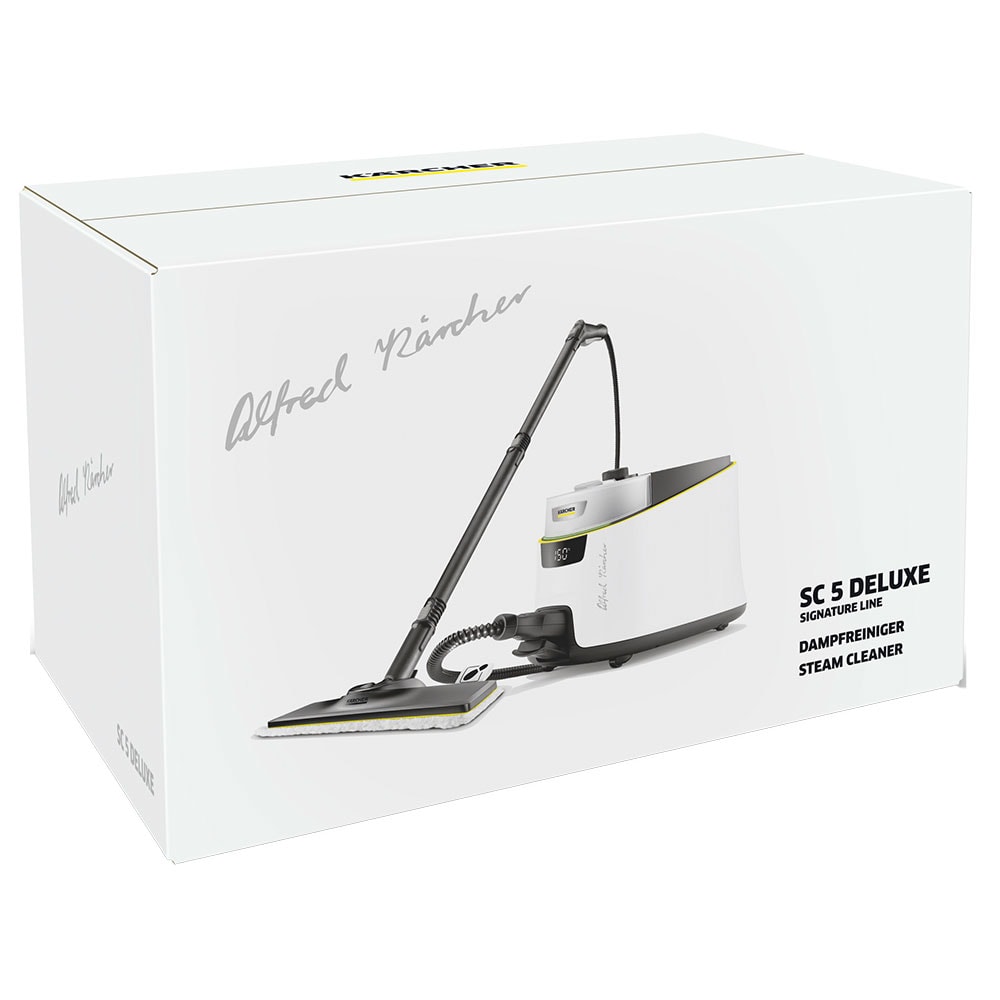 Aparat de curatat cu abur KARCHER SC 5 Deluxe Signature Line 15134910, 1.3l, 2250W, alb-negru