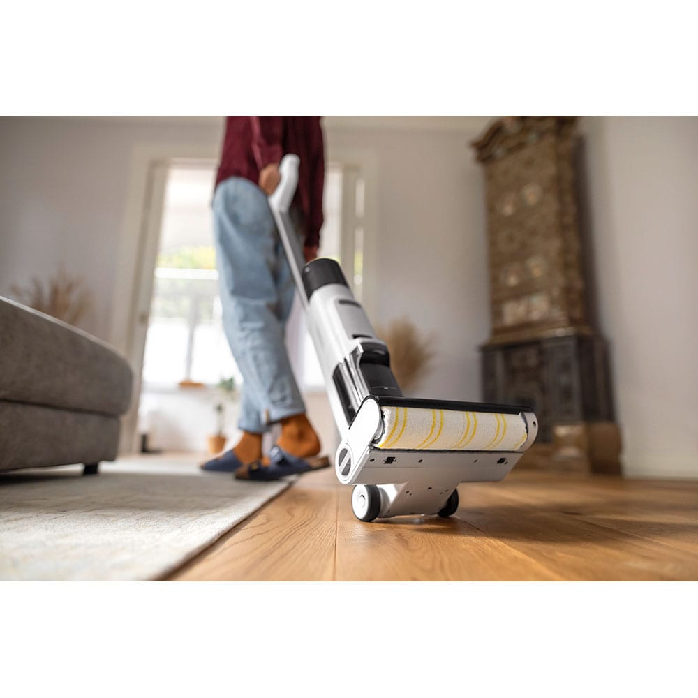 Mop electric KARCHER FCV 2 Natural 10561010, 0.42l, 21.6V, pana la 25min, alb-galben