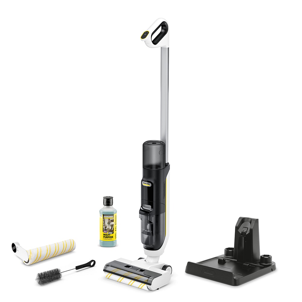 Aspirator vertical cu spalare KARCHER Extra+ FCV 3 1.056-126.0, 0.8l, 21.6V, autonomie max 30 min, Tehnologie Hygienic Spin, alb-negru