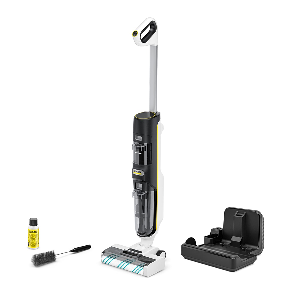 Aspirator vertical cu spalare KARCHER FCV 4 Home&Pet 1.056-137.0, 0.75l, autonomie max 45 min, Tehnologie Hygienic Spin, alb-negru