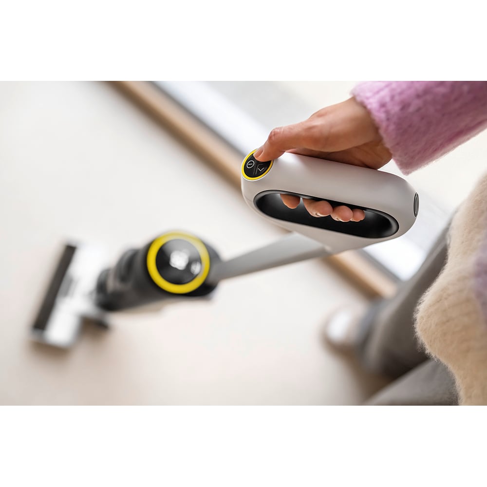 Aspirator vertical cu spalare KARCHER FCV 4 Home&Pet 1.056-137.0, 0.75l, autonomie max 45 min, Tehnologie Hygienic Spin, alb-negru