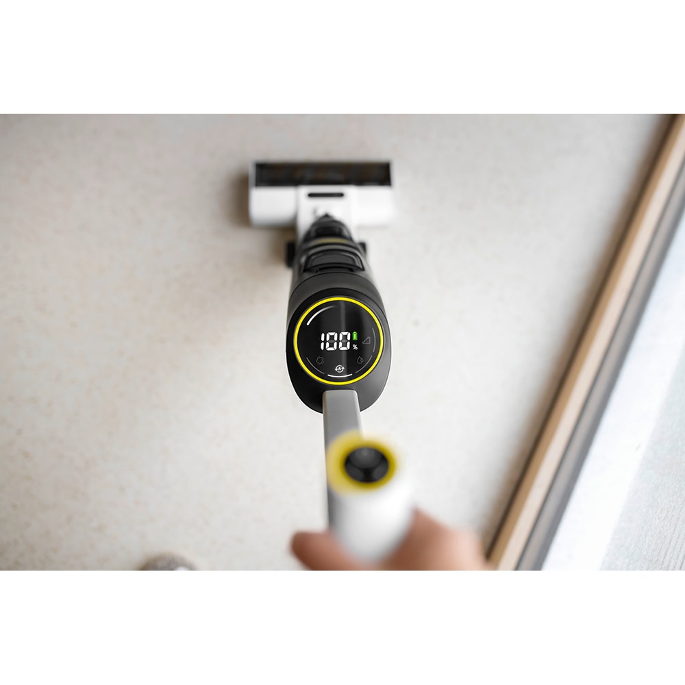 Aspirator vertical cu spalare KARCHER FCV 4 Home&Pet 1.056-137.0, 0.75l, autonomie max 45 min, Tehnologie Hygienic Spin, alb-negru