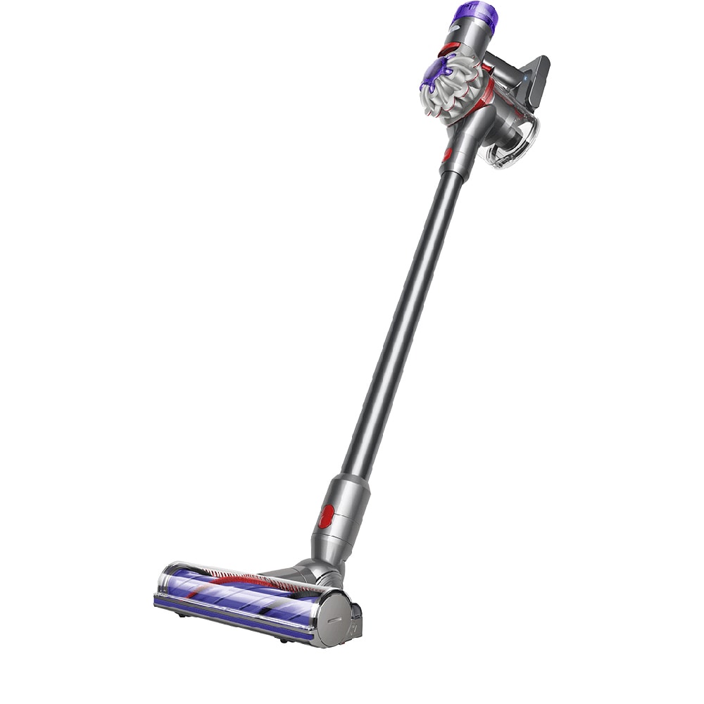Aspirator vertical DYSON V8, 0.54l, 21.6V, autonomie max 40 min, Sistem Point&Shoot, argintiu-mov