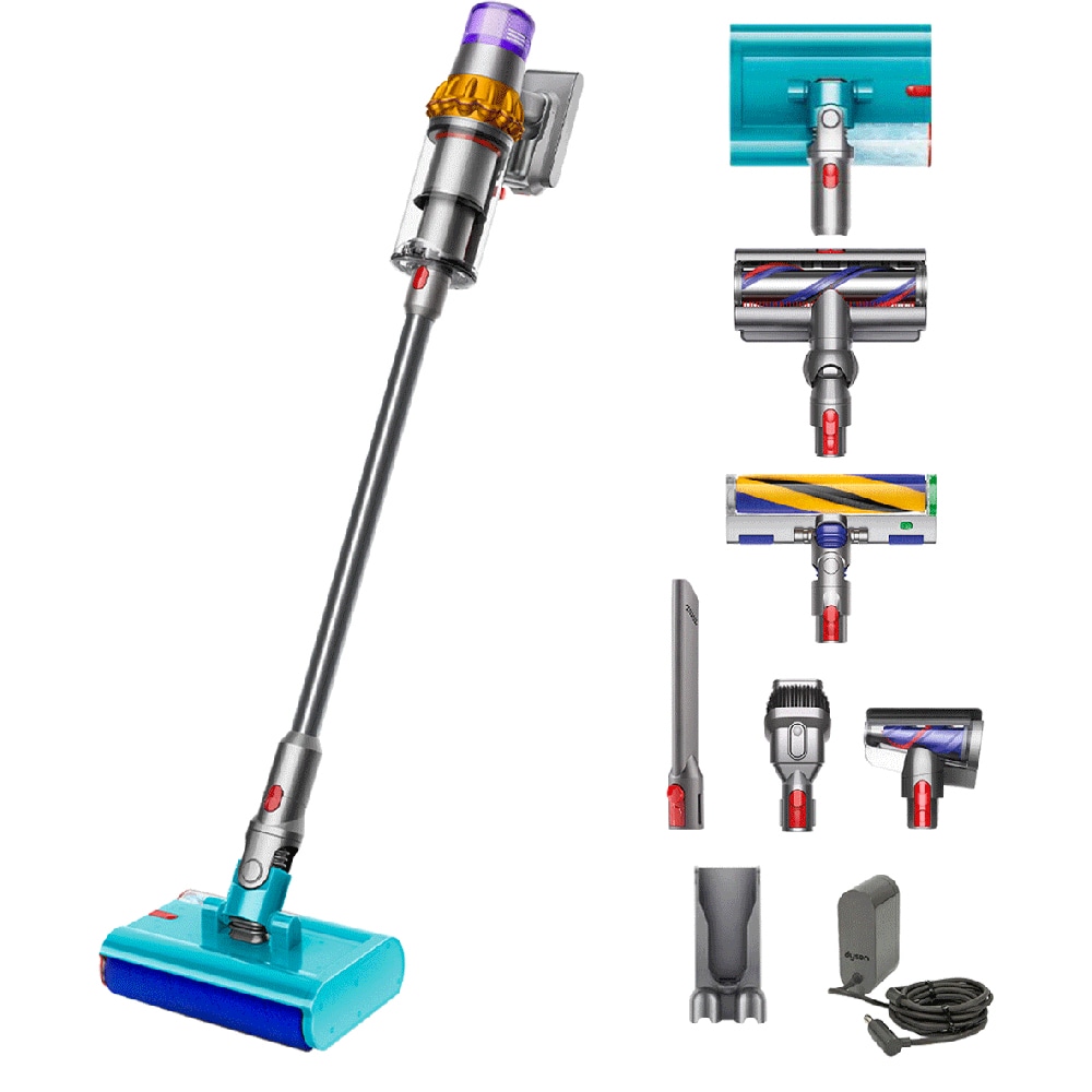 Aspirator vertical DYSON V15s Detect Submarine, 0.76l, 25.2V, autonomie max 60 min, Point and Shoot, argintiu-albastru