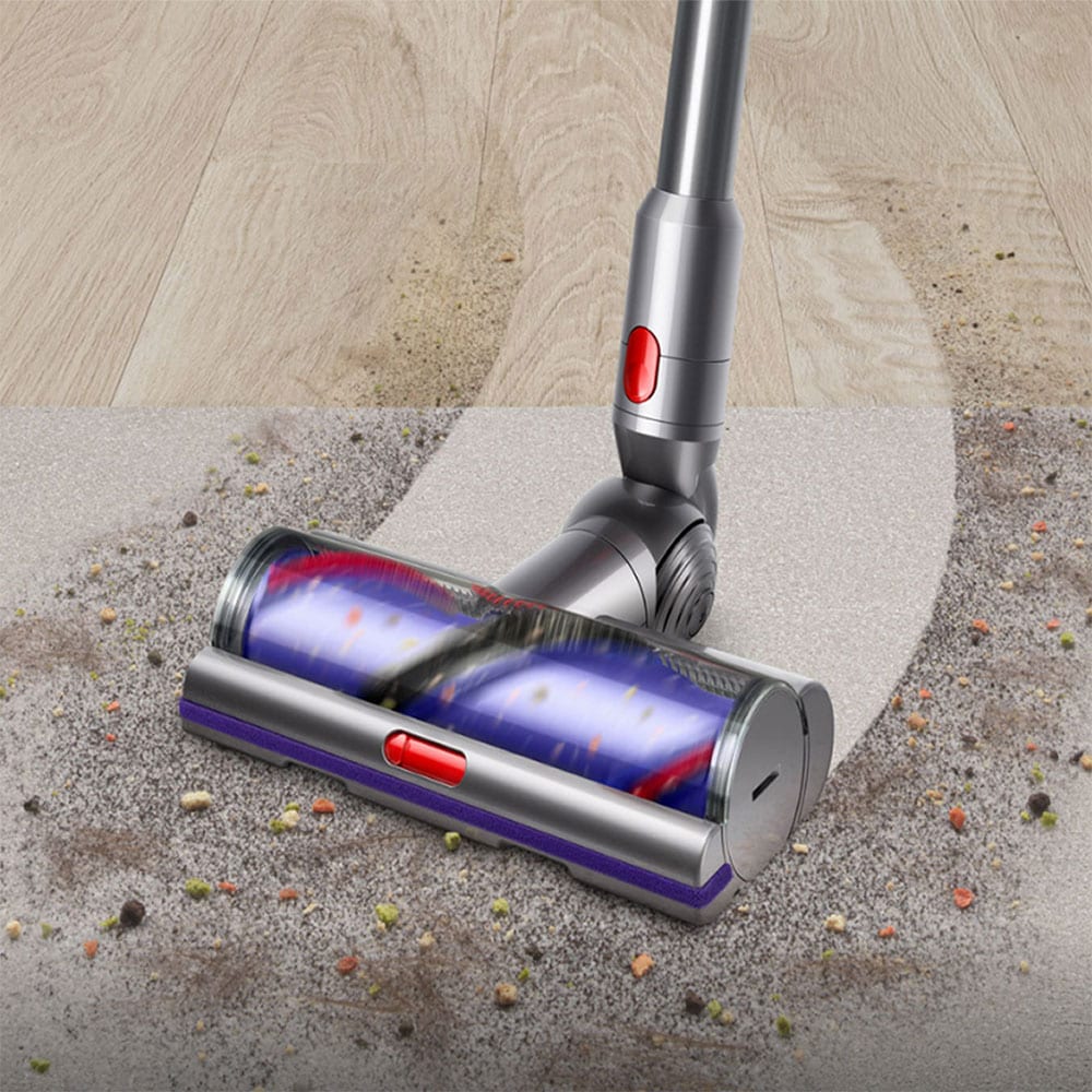 Aspirator vertical DYSON V15 Detect Absolute 49471901, 0.76l, autonomie max 60 min, Senzor Piezo, argintiu-galben