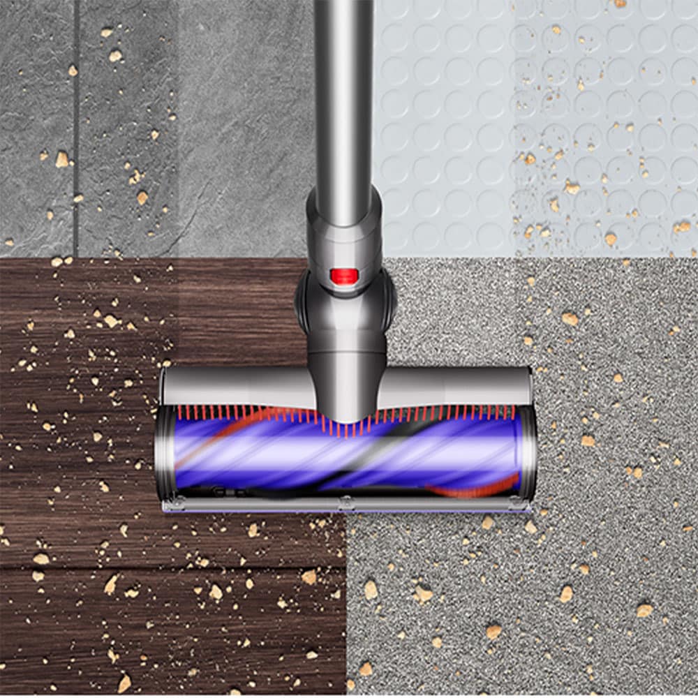 Aspirator vertical DYSON V15 Detect Absolute 49471901, 0.76l, autonomie max 60 min, Senzor Piezo, argintiu-galben