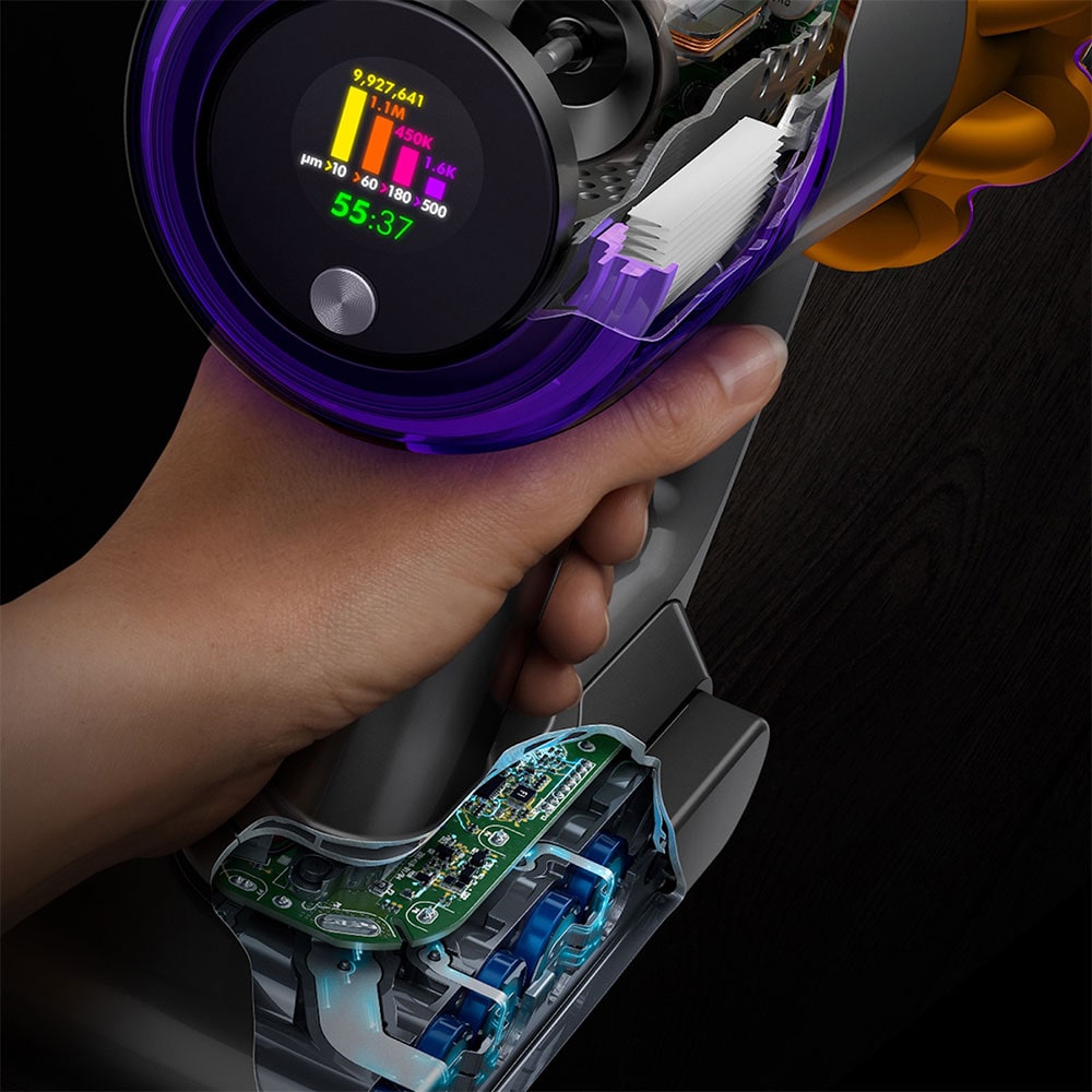 Aspirator vertical DYSON V15s Detect Submarine 2026 49472401, 0.77l, autonomie max 60 min, Tehnologie Hyperdymium, Senzor Piezo, argintiu-turcoaz