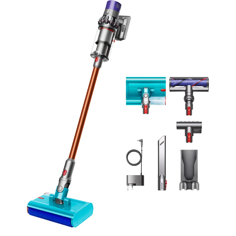 Aspirator vertical DYSON V10 Cyclone Submarine, 0.76l, 25.2V, autonomie max 60 min, Point and Shoot, galben-albastru