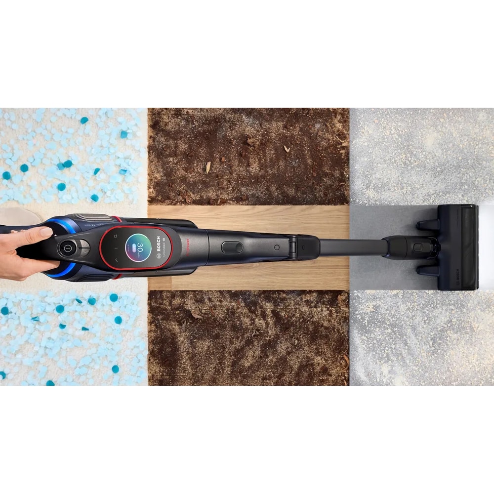 Aspirator vertical 2in1 BOSCH Unlimited 10 BCS1051POW, 0.4l, 18V, autonomie max 100 min, MicroClean, negru