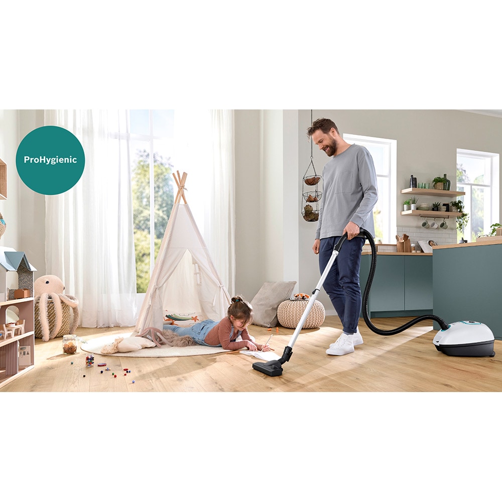 Aspirator cu sac BOSCH ProHygienic Seria 4 BGB41HYG1H, 4l, 600W, 75 dB, alb-negru
