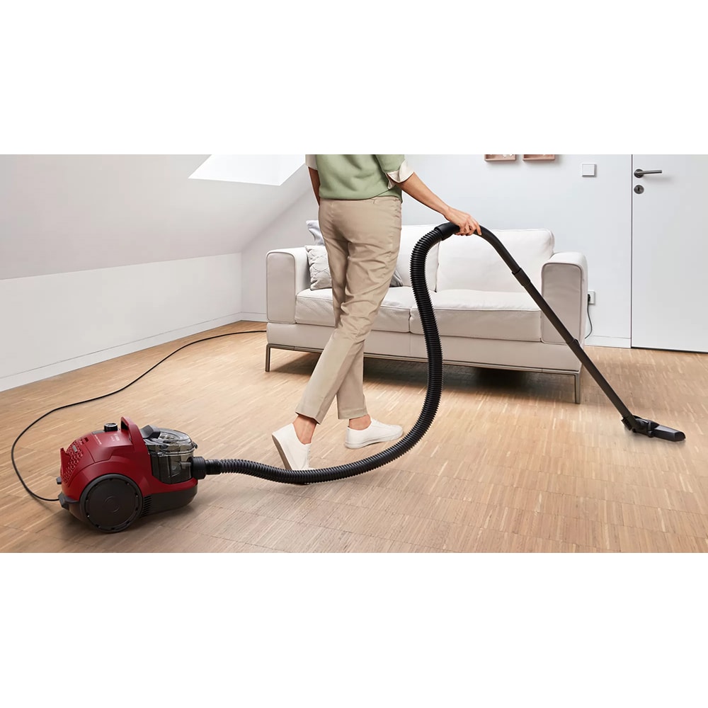 Aspirator fara sac BOSCH Seria 4 BGC21X350, 2l, 750W, 76dB, rosu-negru