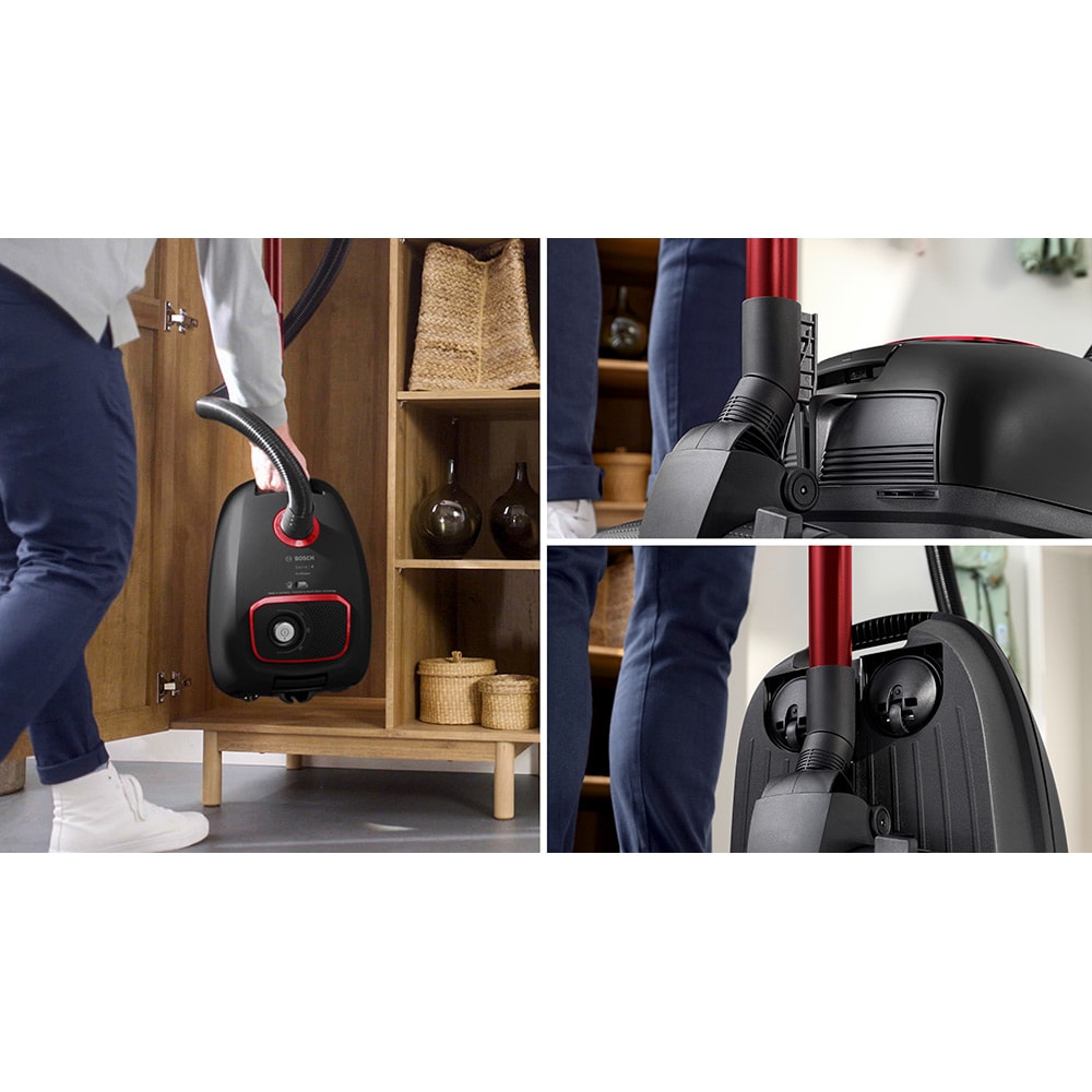 Aspirator cu sac BOSCH ProPower Seria 4 BGL41POW2H, 4l, 850W, 75dB, negru-rosu