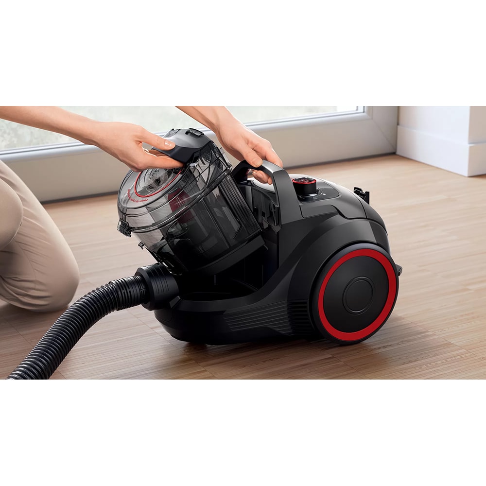 Aspirator fara sac BOSCH ProPower Seria 4 BGS21POW2, 2l, 750W, 78dB, negru-rosu