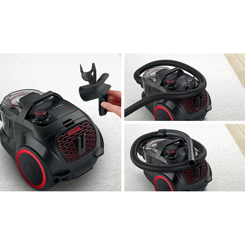 Aspirator fara sac BOSCH ProPower Seria 4 BGS21POW2, 2l, 750W, 78dB, negru-rosu