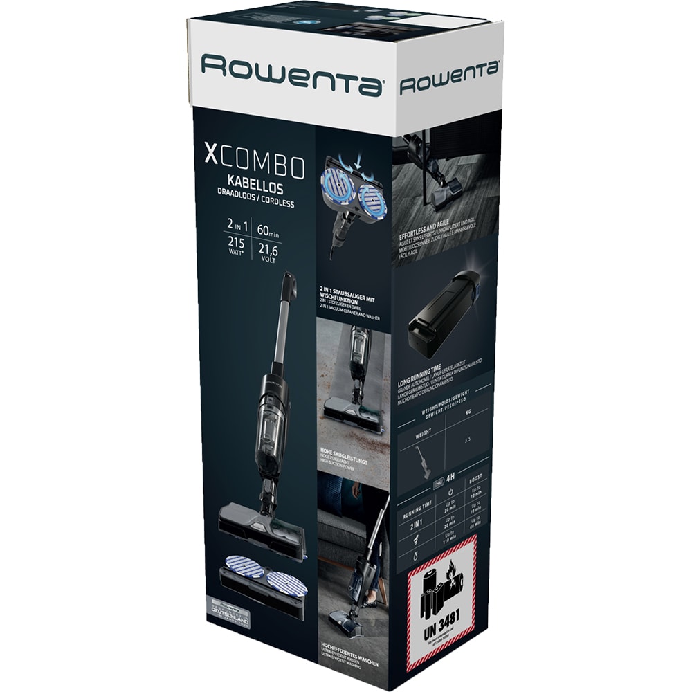 Aspirator vertical ROWENTA X-Combo GZ3039WO, 0.55l, 21.6V, negru-gri